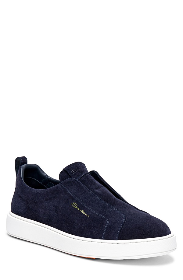 サントーニ メンズ シューズ スニーカー Santoni Victor Slip-On Sneaker Blue 青味