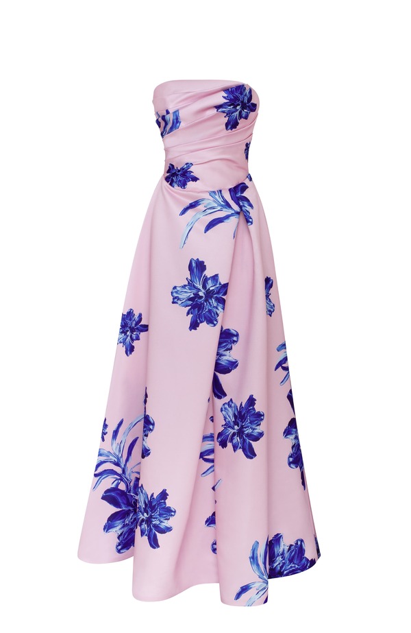 ミルカ レディース トップス ワンピース A ライン マキシ Milla Dainty pink A-line maxi dress with blue-flowered pattern Pink-Blue ブルー
