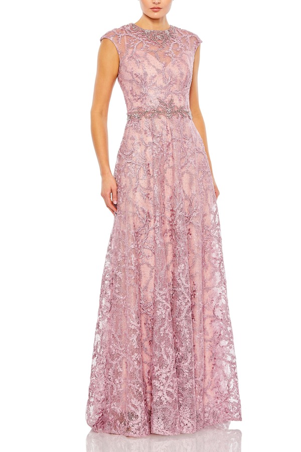 マックダガル レディース トップス ワンピース キャップ レース Mac Duggal Women ’ s Lacembellished Cap Sleeve Formal Gown Rose