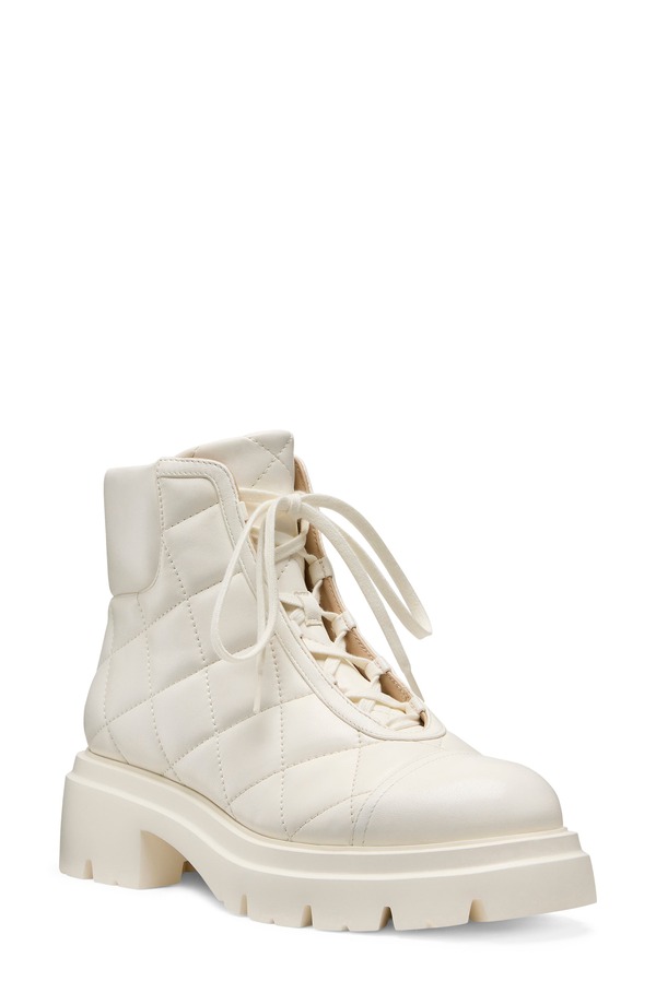 スチュアート ワイツマン レディース シューズ ブーツ・レインブーツ キルティング Stuart Weitzman Hudson Quilted Lug Sole Bootie Cream 皮膚軟化剤