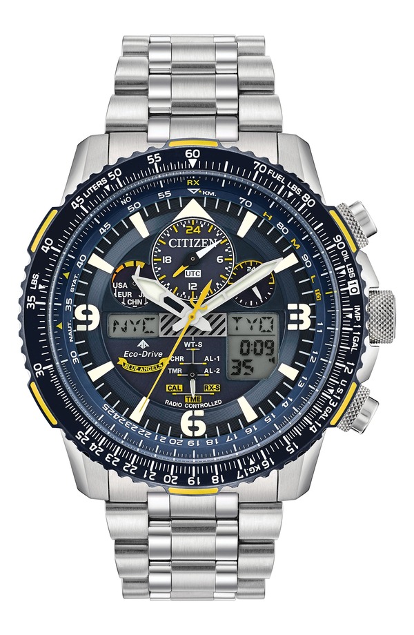 シチズン メンズ アクセサリー 腕時計 Citizen Promaster Air Skyhawk A-T Chronograph Bracelet Watch, 46mm Silver-Tone シルバー｜ReVida 店