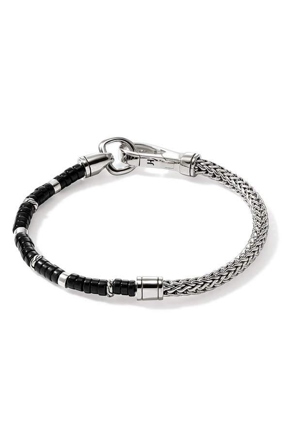 ジョン・ハーディー メンズ アクセサリー ブレスレット・バングル・アンクレット John Hardy Heishi Chain Bracelet, Sterling Silver, Hardstones Treated Black Onyx ブラック｜ReVida 店