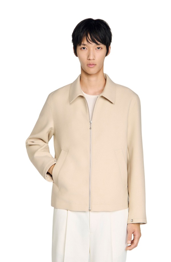 サンドロ メンズ アウター ジャケット・ブルゾン SANDRO Zip-up jacket Beige ベージュ|ReVida 店
