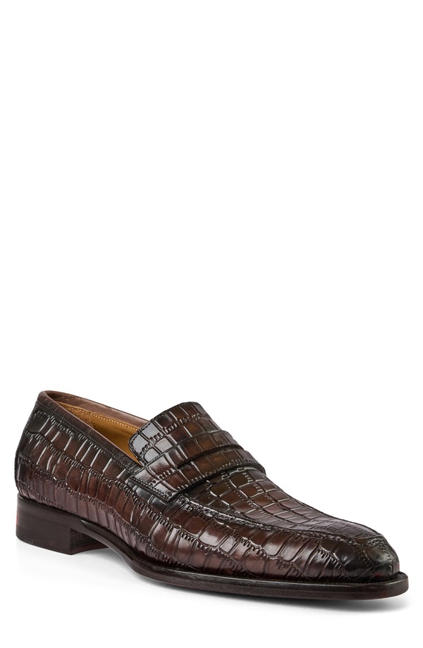 ブルーノマグリ メンズ シューズ 置き目毛革 Bruno Magli Emilio Penny Loafer Brown Viper 赤銅色