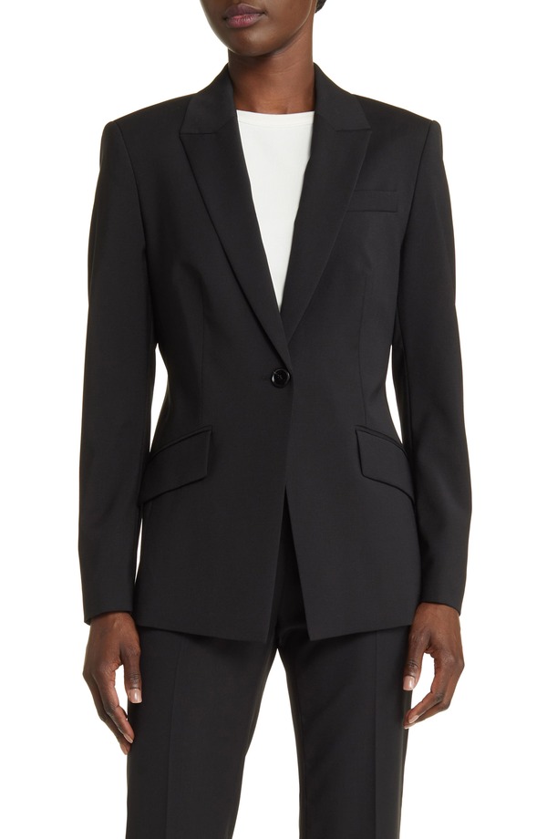 元締め レディース アウター 上衣・上衣 羊毛 スポーツジャケット BOSS Jabinalah One-Button Virgin Wool Blazer Blk