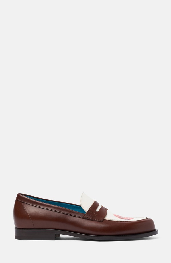 スカロッソ メンズ シューズ 置き目毛革 SCAROSSO Snakestorm for Him Loafers Eyes \u0026 Roses Brown - Calf 赤銅色