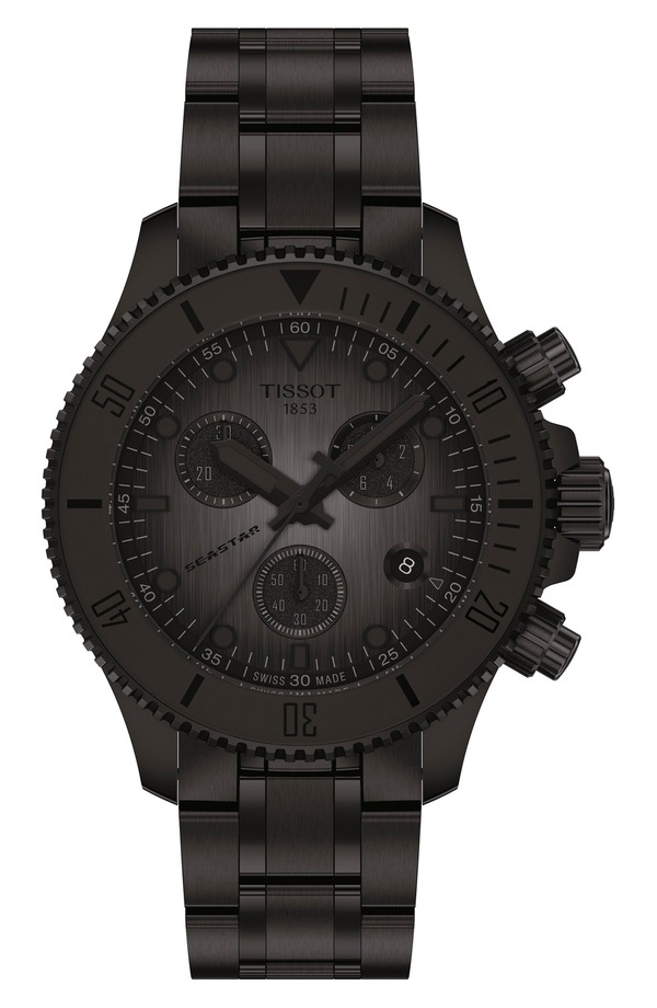 ティソット レディース アクセサリー 腕時計 Tissot Seastar 1000 Chronograph Matte Black Bracelet Watch, 38mm Grey Gradient グレー｜ReVida 店