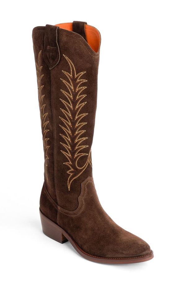 ペネロペシルバーズ レディース シューズ ブーツ・レインブーツ 刺しゅう Penelope Chilvers Blanca Embroidered Western Boot Bitter Chocolate 黒茶
