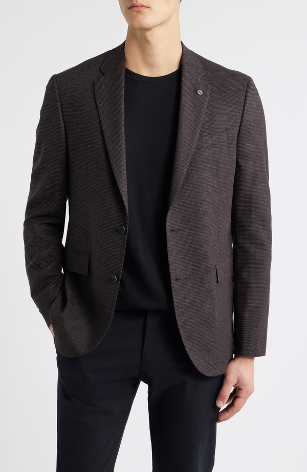 オールセインツ メンズ アウター 上衣・上衣 か細い嵌まる 厚地の外套 AllSaints Rosslim Fit Houndstooth Sport Coat Brown 赤銅色