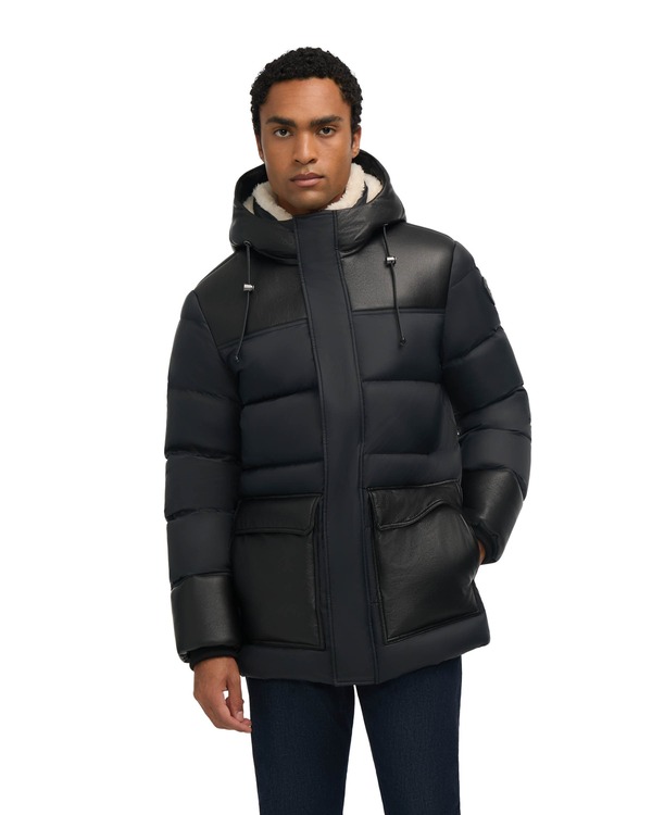 パジャール メンズ アウター ジャケット・ブルゾン パーカー Pajar Wolf Mix Media Faux Shearling Parka Puffer with Fixed Hood Black ブラック｜ReVida 店 73,590円