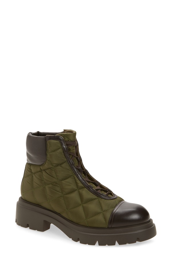 スチュアート ワイツマン レディース シューズ ブーツ・レインブーツ キルティング Stuart Weitzman Hudson Quilted Lug Sole Bootie Olive/ Ebony オリーブ