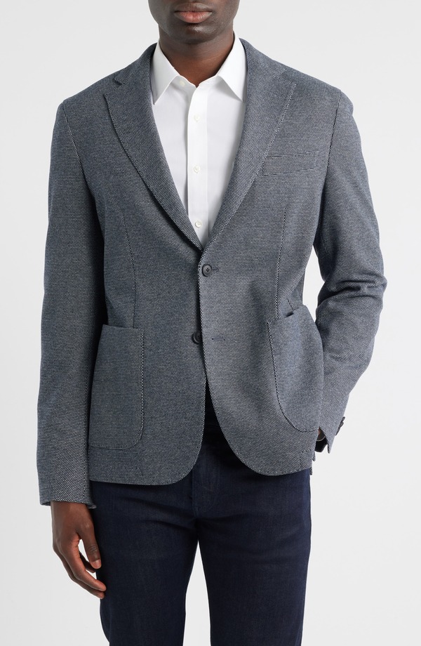 ボス メンズ アウター ジャケット・ブルゾン スリムフィット コート ニット BOSS Hanry Slim Fit Navy Microdot Knit Sport Coat Dark Blue ブルー