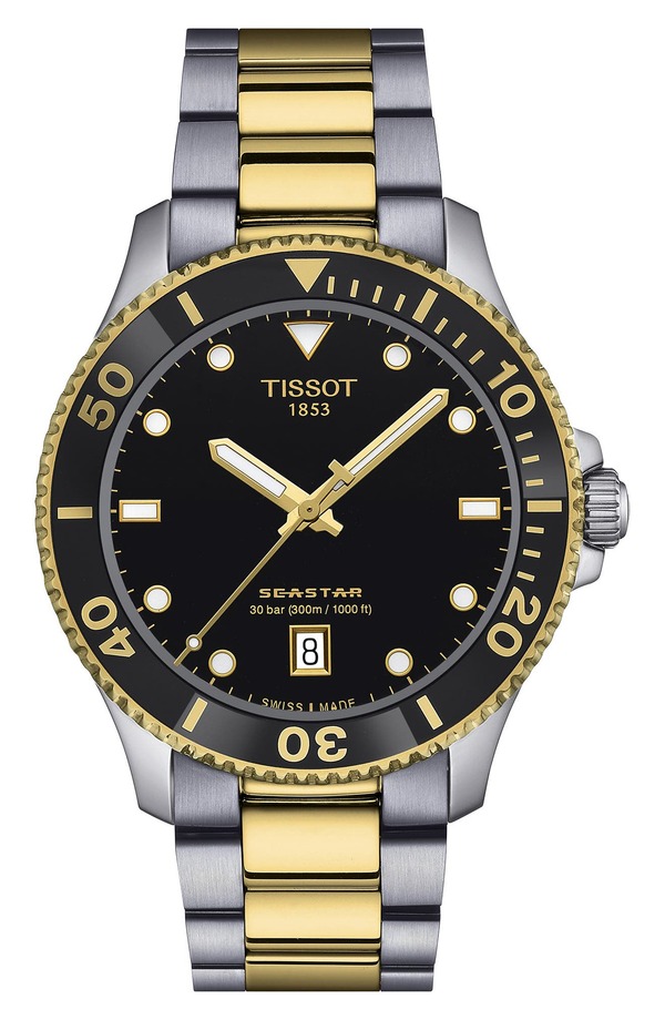 ティソット メンズ アクセサリー 腕時計 Tissot Seastar 1000 Bracelet Watch, 40mm Black ブラック|ReVida 店