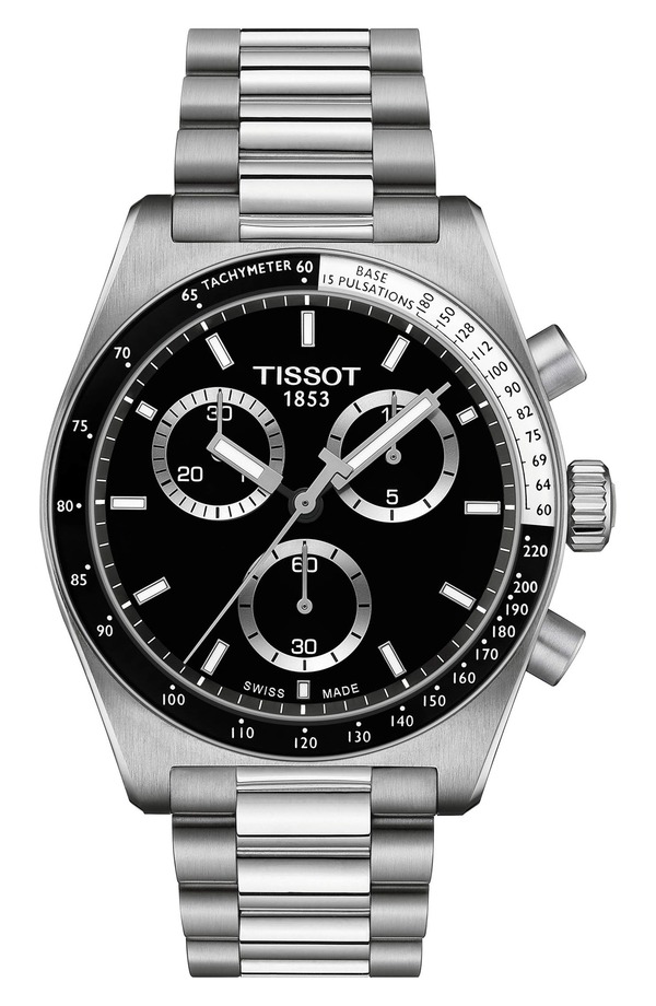 ティソット メンズ アクセサリー 腕時計 Tissot PR516 Bracelet Chronograph Watch, 40mm Black ブラック｜ReVida 店