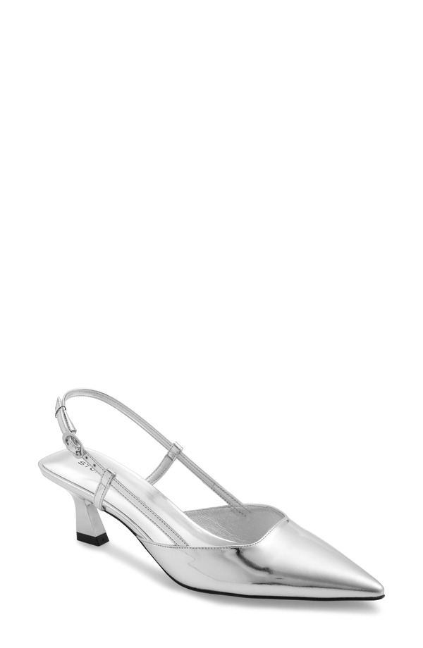 スチュアート ワイツマン レディース シューズ 踵 Stuart Weitzman Vinnie 50 Slingback Pump Silver しろがね色