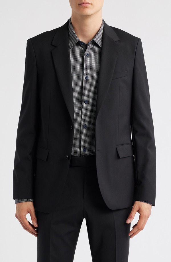 ボス メンズ アウター ジャケット・ブルゾン ウール BOSS Houston Solid Wool Suit Jacket Black ブラック