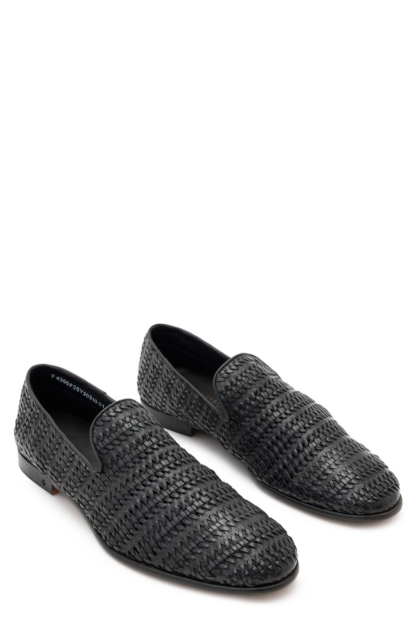 ジョンバルベイトス メンズ シューズ John Varvatos Venice Woven Slip On Shoe Black 黒いこと