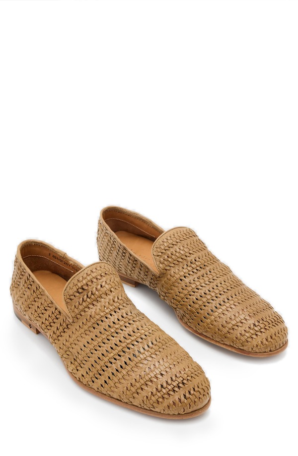 ジョンバルベイトス メンズ シューズ John Varvatos Venice Woven Slip On Shoe Wood Brown 赤銅色