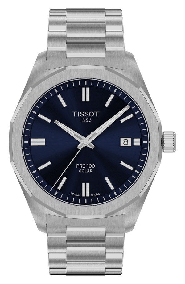ティソット メンズ アクセサリー 腕時計 Tissot PRC 100 Solar Quartz Bracelet Watch, 39mm Blue ブルー｜ReVida 店