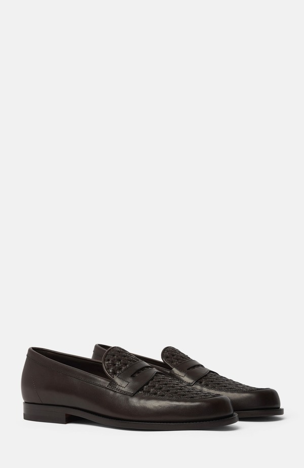 スカロッソ メンズ シューズ 置き目毛皮 SCAROSSO Ryan Loafers Dark Brown - Calf 赤銅色