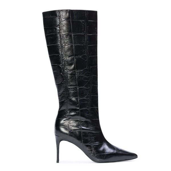 ブラックスエードスタジオ レディース シューズ ブーツ・レインブーツ BLACK SUEDE STUDIO Ember 80 Croc Boot Black Croc Leather 黒いこと