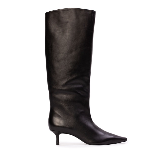 ブラックスエードスタジオ レディース シューズ ブーツ・レインブーツ BLACK SUEDE STUDIO Sutton 50 Knee-high Boot Black Leather 黒いこと
