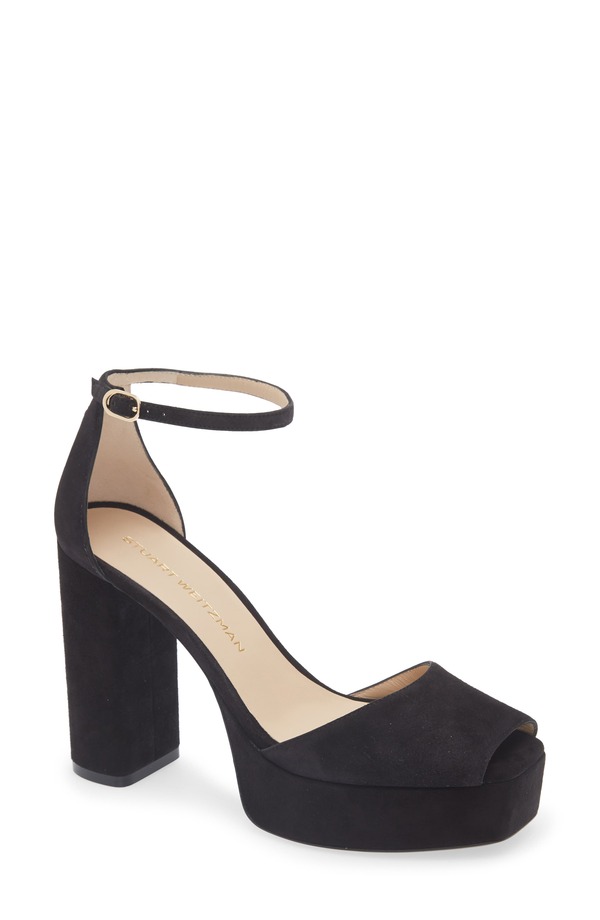 スチュアート ワイツマン レディース シューズ 踵 プラットホーム サンダル アンクル Stuart Weitzman Sabrina Platform Ankle Strap Sandal Black 黒いこと