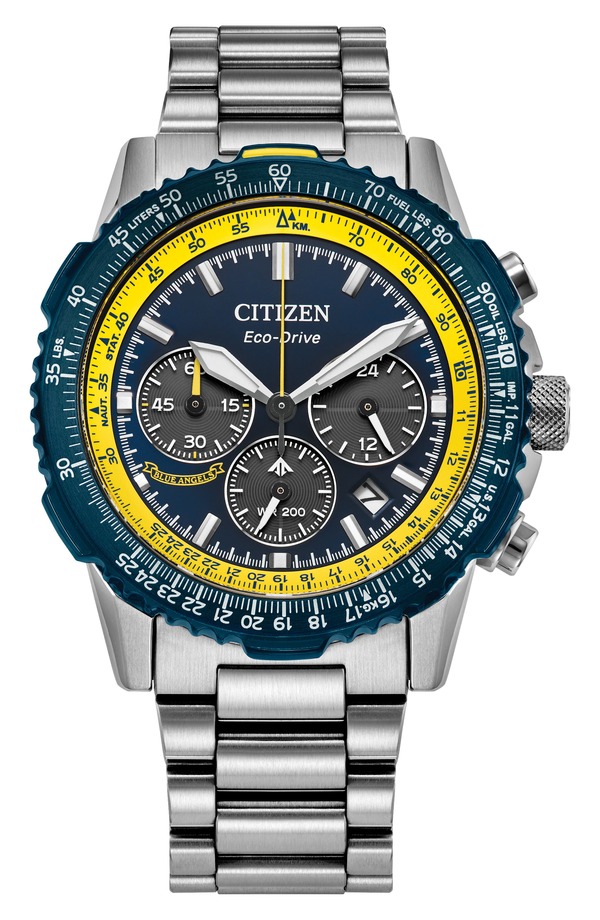 シチズン メンズ アクセサリー 腕時計 Citizen Promaster Navihawk Blue Angels Eco-Drive Chronograph Bracelet Watch, 40mm Silver-Tone シルバー｜ReVida 店