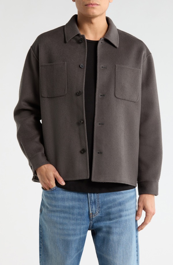 フレーム メンズ アウター ジャケット・ブルゾン ウール シャツ FRAME Double Face Wool Shirt Jacket Grey グレー