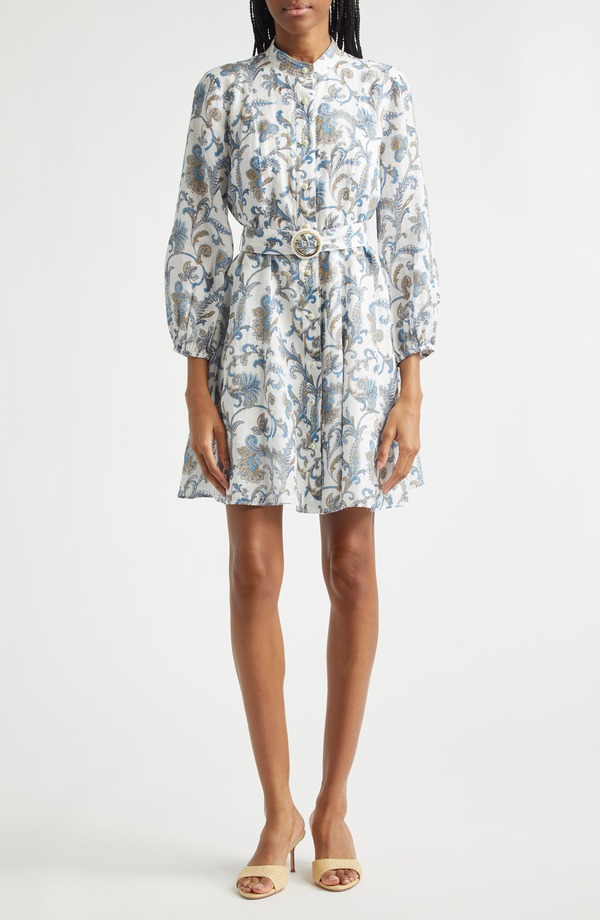 ヴェロニカ ベアード レディース トップス ワンピース フラワー柄 シルク リネン フラワー Veronica Beard Kumar Long Sleeve Floral Paisley Linen & Silk Dress Dove Multi マルチカラー