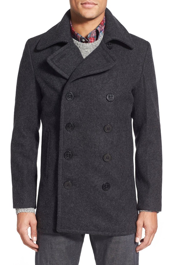 ショット ニューヨーク メンズ アウター ジャケット・ブルゾン スリムフィット ウール コート Schott NYC Slim Fit Wool Blend Peacoat Dark Oxford Grey グレー