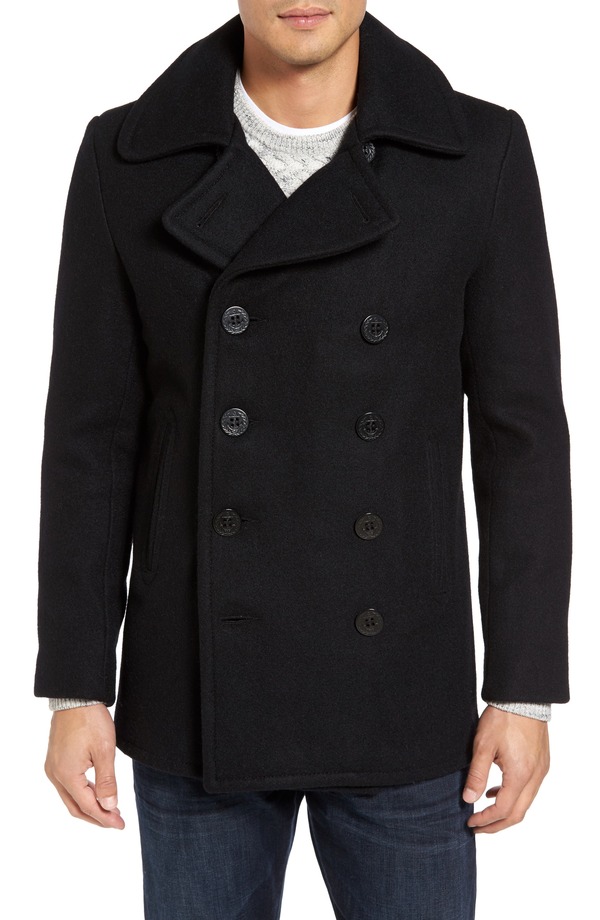 ショット ニューヨーク メンズ アウター ジャケット・ブルゾン スリムフィット ウール コート Schott NYC Slim Fit Wool Blend Peacoat Midnight Blue ブルー