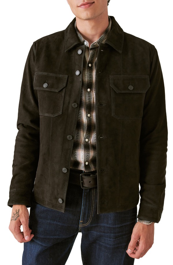 ラッキーブランド メンズ アウター ジャケット・ブルゾン シャツ スエード Lucky Brand Suede Military Shirt Jacket Black ブラック