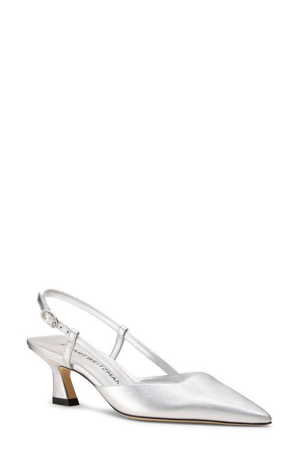 スチュアート ワイツマン レディース シューズ 踵 Stuart Weitzman Vinnie 50 Slingback Pump Silver/ Silver しろがね色