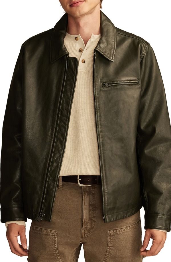 ラッキーブランド メンズ アウター ジャケット・ブルゾン レザー Lucky Brand Leather Touring Jacket Forest Night フォレスト|ReVida 店