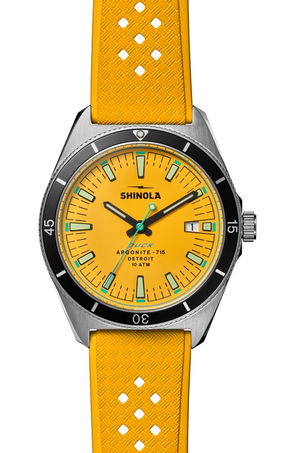 シャイノーラ メンズ アクセサリー 腕時計 Shinola Duck 1040 Rubber Strap Watch, 40mm Canary｜ReVida 店