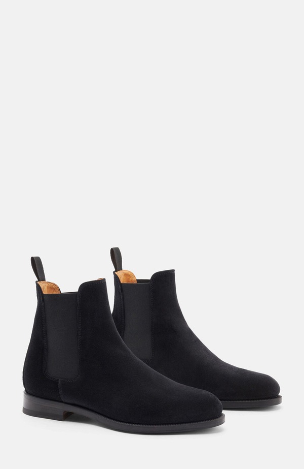 スカロッソ レディース シューズ ブーツ・レインブーツ チェルシーブーツ チェルシー SCAROSSO Elena Chelsea Boots Black - Suede 黒いこと