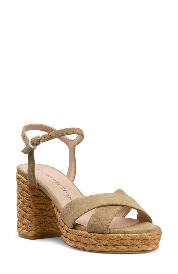 スチュアート ワイツマン レディース シューズ 踵 プラットホーム サンダル Stuart Weitzman Dayna Platform 80 Sandal Golden Olive/ Natural オリーブ