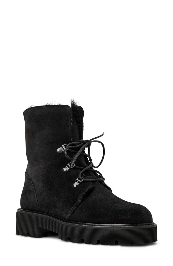 アクアタリア レディース シューズ ブーツ・レインブーツ Aquatalia Eva Faux Shearling Cuff Weatherproof Hiker Boot Black Suede 黒いこと