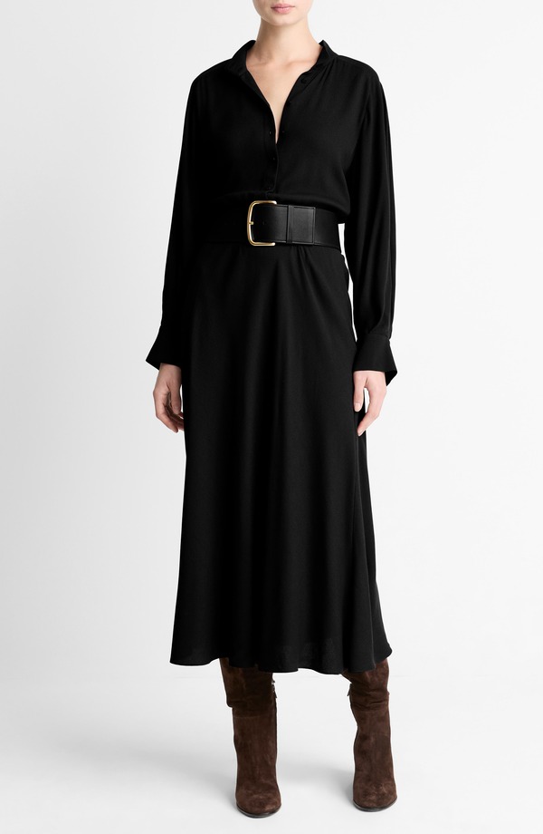 ヴィンス レディース トップス ワンピース シャツ Vince Long Sleeve Shirtdress Black ブラック｜ReVida 店