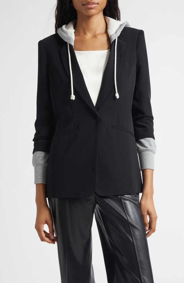 サンク セプト レディース アウター ジャケット・ブルゾン Cinq Sept Hooded Khloe Jacket Black/ Heather Grey ブラック