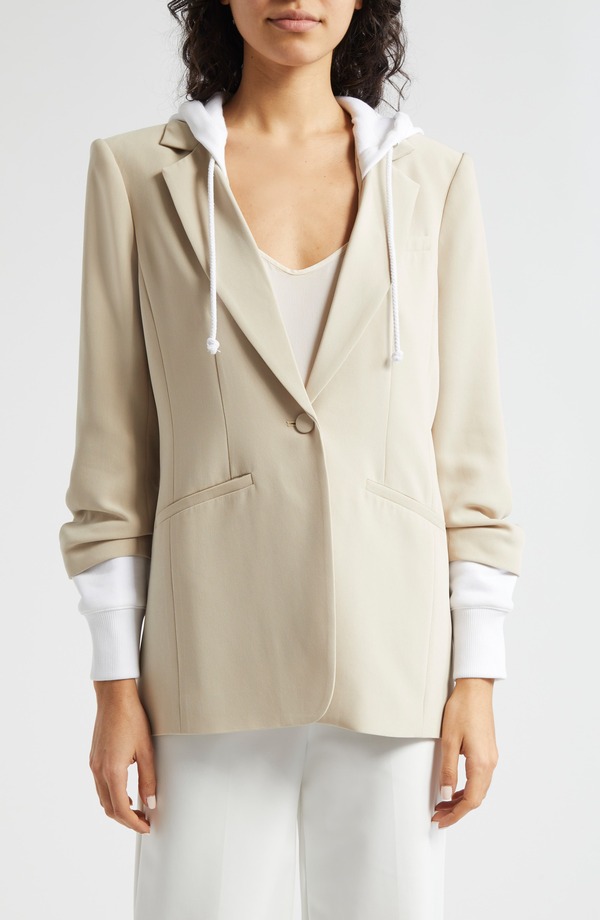 サンク セプト レディース アウター ジャケット・ブルゾン Cinq Sept Hooded Khloe Jacket Khaki/White ホワイト