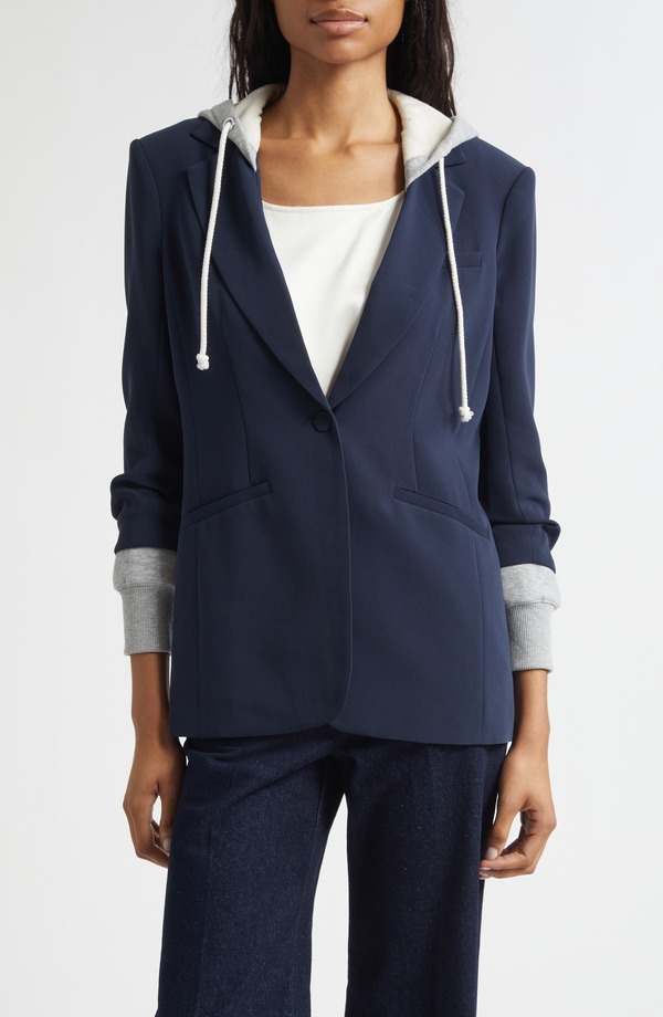 サンク セプト レディース アウター ジャケット・ブルゾン Cinq Sept Hooded Khloe Jacket Navy/ Heather Grey グレー
