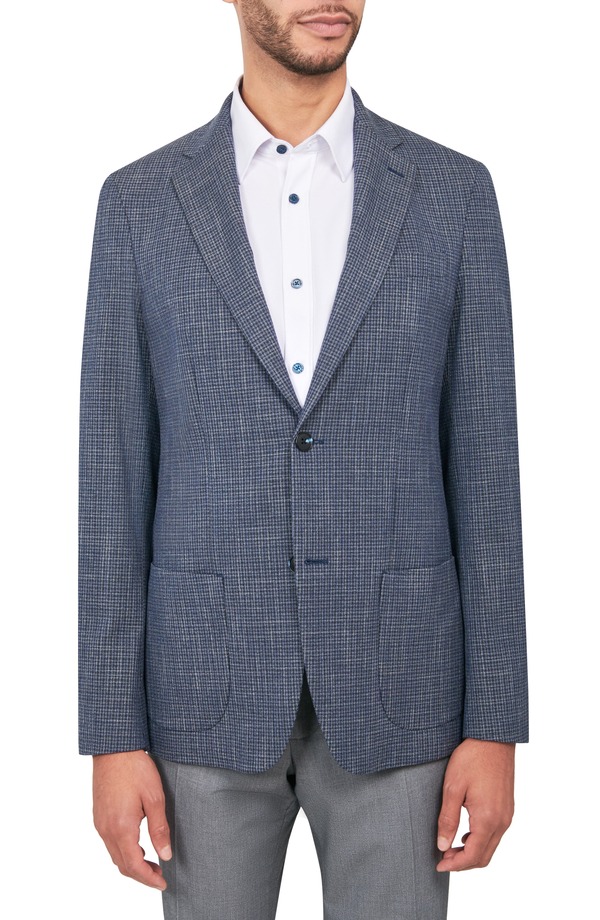 ダブリューアールケー メンズ アウター ジャケット・ブルゾン スリムフィット コート W.R.K Slim Fit Microcheck Sport Coat Blue ブルー|ReVida 店