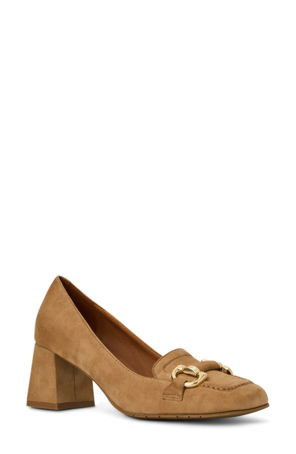 アクアタリア レディース シューズ 踵 置き目毛皮 Aquatalia Corrina Weatherproof Loafer Pump Champagne Suede 三鞭酒
