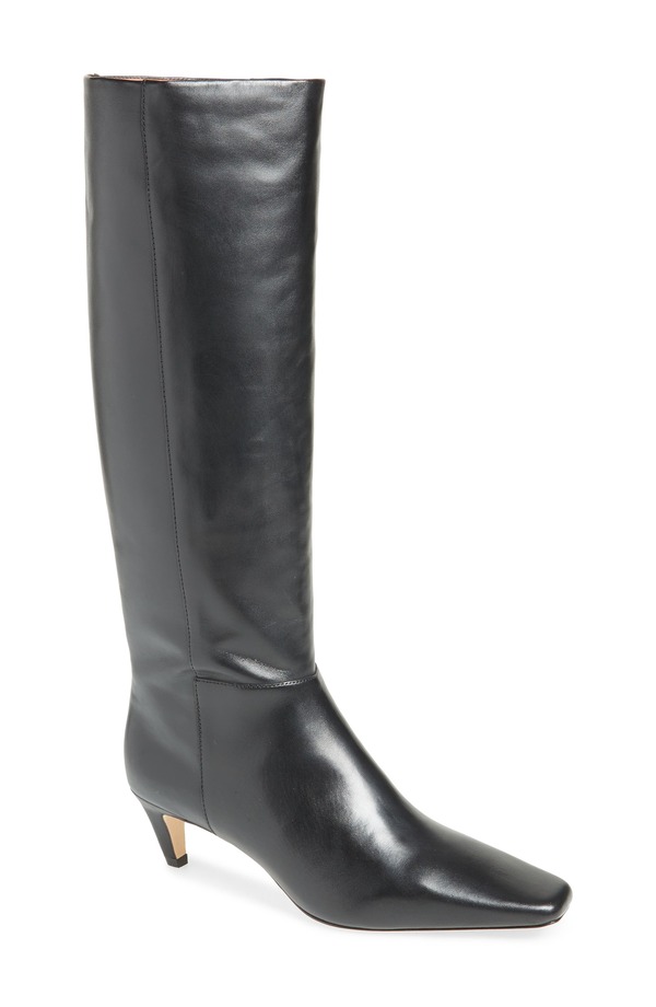 リフォーメーション レディース シューズ ブーツ・レインブーツ 踵 Reformation Remy Knee High Kitten Heel Boot Black Leather 黒いこと
