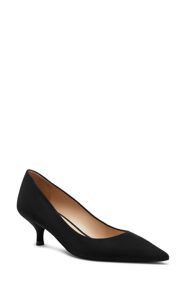 スチュアート ワイツマン レディース シューズ 踵 Stuart Weitzman Power Pointed Toe Kitten Heel Pump Black 黒いこと