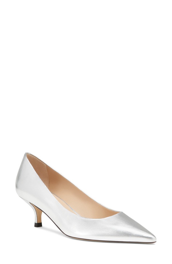 スチュアート ワイツマン レディース シューズ 踵 Stuart Weitzman Stuart Power 50 Pump Silver しろがね色