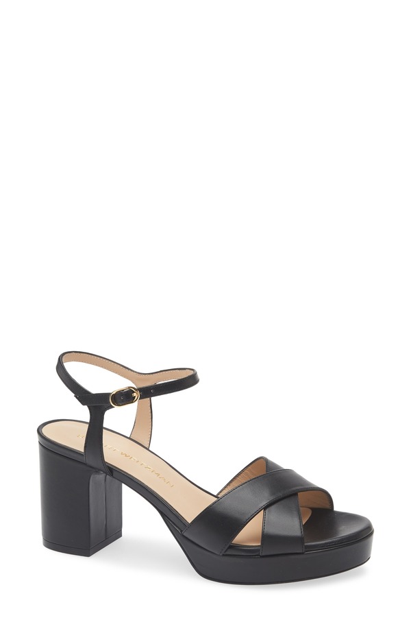 スチュアート ワイツマン レディース シューズ 踵 プラットホーム サンダル アンクル Stuart Weitzman Daynankle Straplatform Sandal Black 黒いこと