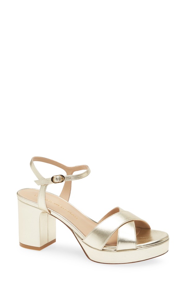 スチュアート ワイツマン レディース シューズ 踵 プラットホーム サンダル アンクル Stuart Weitzman Daynankle Straplatform Sandalight Gold ゴールド